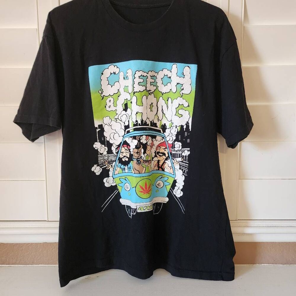 Cheech & Chong with Scooby Doo Black Graphic Tshirt Size XL